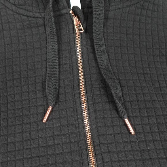 Diadora Quilted Zip Up Hoodie Women's Medium Black with Rose Gold Sweatshirt - Picture 9 of 12